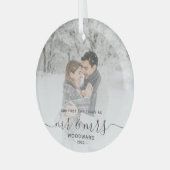 Eerste gehuwde Kerstmis Aangepast Foto Grijs Manus Glas Ornament (Voorkant links)
