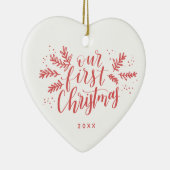 Eerste gehuwde Kerstmis met Foto Rood Keramisch Ornament (Rechts)