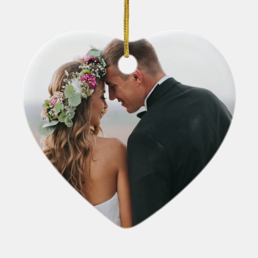 Eerste gehuwde Kerstmis met Foto Rood Keramisch Ornament (Achterkant)