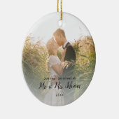 Eerste gehuwde Kerstmis, Mrs Double Sided Foto Keramisch Ornament (Rechts)