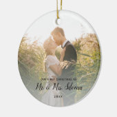 Eerste gehuwde Kerstmis, Mrs Double Sided Foto Keramisch Ornament (Links)