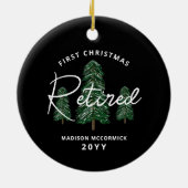 Eerste Gepensioneerde Kerst Elegante Evergreen Tre Keramisch Ornament (Achterkant)