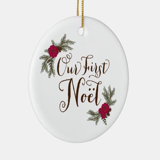 Eerste gepersonaliseerde kerstversiering keramisch ornament (Rechts)