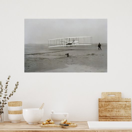 Eerste geslaagde vlucht van het Wright Flyer-Poste Poster (Keuken)
