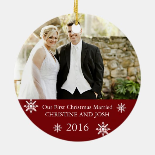 Eerste getrouwd II ı  kerstornament Keramisch Ornament (Achterkant)