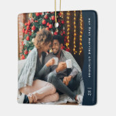 Eerste getrouwd Kerstmis twee foto eenvoudige mari Keramisch Ornament (Links)