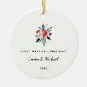 Eerste getrouwde kerst | Elegant en minimalistisch Keramisch Ornament (Voorkant)
