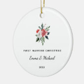 Eerste getrouwde kerst | Elegant en minimalistisch Keramisch Ornament (Links)