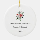 Eerste getrouwde kerst | Elegant en minimalistisch Keramisch Ornament (Achterkant)