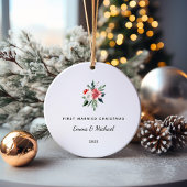 Eerste getrouwde kerst | Elegant en minimalistisch Keramisch Ornament