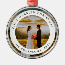 Eerste getrouwde kerst met aangepaste foto metalen ornament