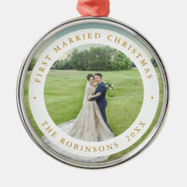 Eerste getrouwde kerst met aangepaste foto metalen ornament