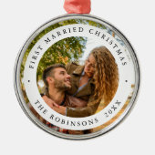 Eerste getrouwde kerst met aangepaste foto metalen ornament (Voorkant)