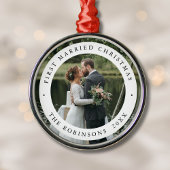 Eerste getrouwde kerst met aangepaste foto metalen ornament