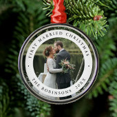 Eerste getrouwde kerst met aangepaste foto metalen ornament