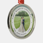 Eerste getrouwde kerst met aangepaste foto metalen ornament (Rechts)