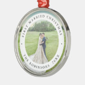 Eerste getrouwde kerst met aangepaste foto metalen ornament (Links)