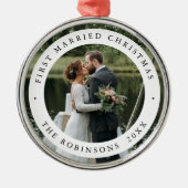 Eerste getrouwde kerst met aangepaste foto metalen ornament (Voorkant)