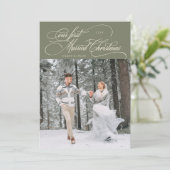 Eerste getrouwde kerst Pas getrouwd Foto Sage Gree Feestdagenkaart (Staand voorkant)