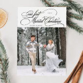 Eerste getrouwde kerst Pas getrouwd Foto wit Feestdagenkaart