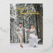 Eerste getrouwde kerst  vakantiefoto folie feestdagenkaart (Voorkant)