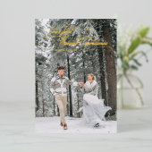 Eerste getrouwde kerst  vakantiefoto folie feestdagenkaart (Staand Voorkant)