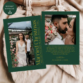 Eerste getrouwde kerstfoto Passen getrouwd groen g Feestdagenkaart