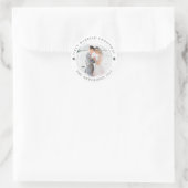 Eerste getrouwde kerstfoto ronde sticker (Tas)