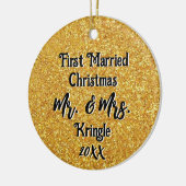 Eerste getrouwde Kerstmis Gepersonaliseerde Trouwd Keramisch Ornament (Links)