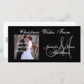 Eerste getrouwde kerstmonogram PhotoCard Feestdagenkaart (Voorkant / Achterkant)