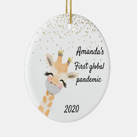 Eerste Global Pandemic Giraffe 2020 Keramisch Ornament (Rechts)