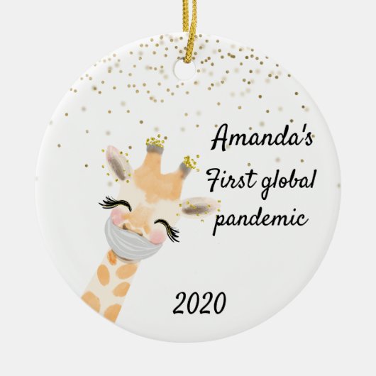 Eerste Global Pandemic Giraffe 2020 Keramisch Ornament (Voorkant)