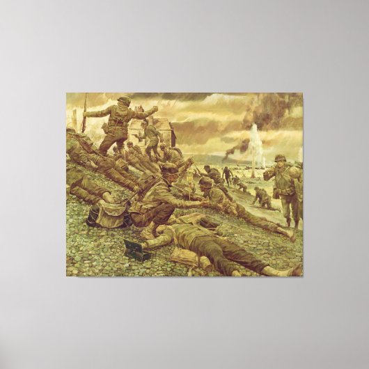 Eerste golf in Omaha door Ken Riley World War II Canvas Afdruk (Voorkant)