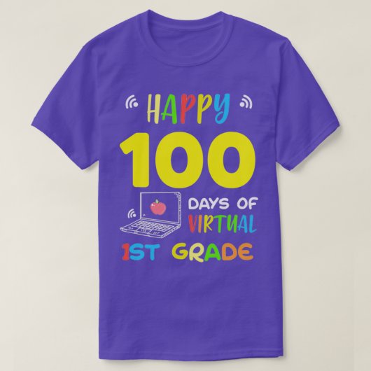 Eerste graad 100 dagen virtuele school 100e klas t-shirt (Design voorkant)