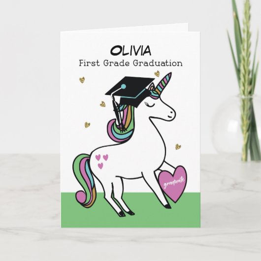 Eerste graad Afstuderen Gefeliciteerd Unicorn Kaart (Voorkant)
