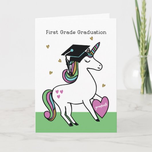 Eerste graad Afstuderen Gefeliciteerd Unicorn Kaart (Voorkant)