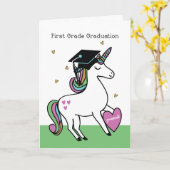 Eerste graad Afstuderen Gefeliciteerd Unicorn Kaart (Gele Bloem)