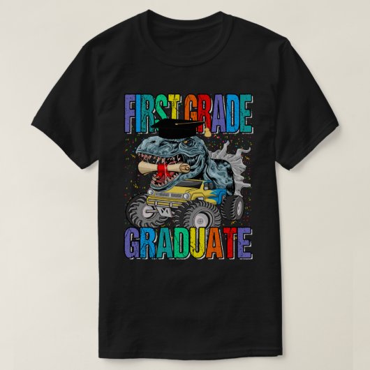 Eerste graad Afstuderen Monster Truck Dinosaur T-r T-shirt (Design voorkant)