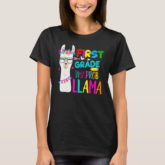 Eerste graad Geen Prob Llama leraar 100e dag voor  T-shirt (Voorkant)