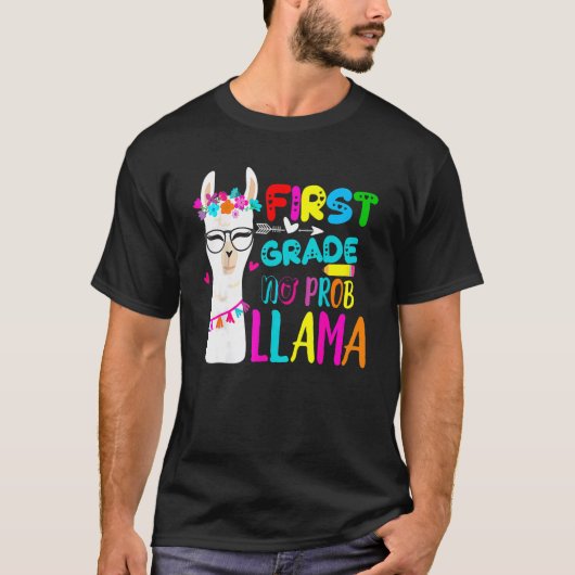 Eerste graad Geen Prob Llama leraar 100e dag voor  T-shirt (Voorkant)