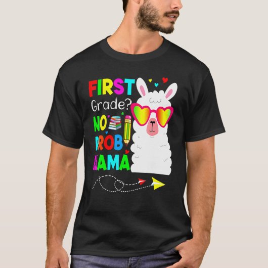 Eerste graad Geen Prob Llama-leraar student terug  T-shirt (Voorkant)