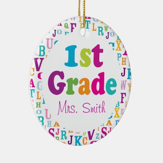 Eerste graad Gepersonaliseerd schoollerarenornamen Keramisch Ornament (Rechts)