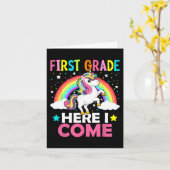 Eerste graad hier kom ik Unicorn terug naar school Kaart (Gele Bloem)