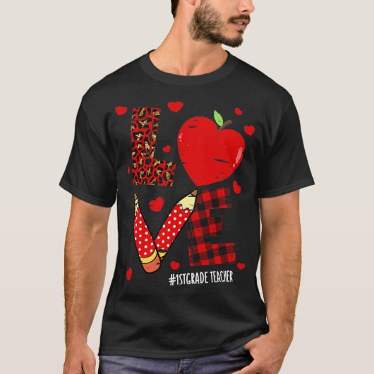 Eerste graad Leerleraar Leven Valentine Dag Leopar T-shirt (Voorkant)