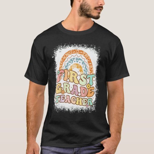 Eerste graad Leerleraar Retro Groovy 1e graad Leer T-shirt (Voorkant)
