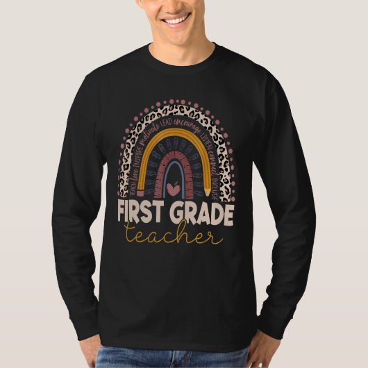 Eerste graad leraar Leopard-regenboog eerste graad T-shirt (Voorkant)