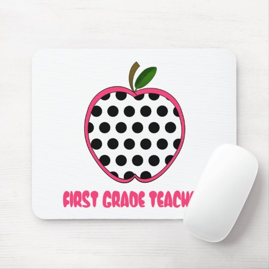 Eerste graad leraar Polka Dot Apple Muismat (Met muis)