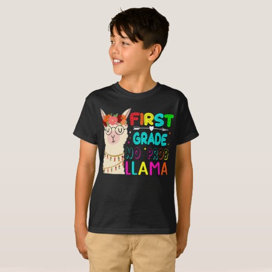 Eerste graad Prob Llama terug naar school 1e graad T-shirt (Voorkant volledig)
