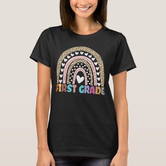 Eerste graad Rainbow leopard Children Teacher Team T-shirt (Voorkant)
