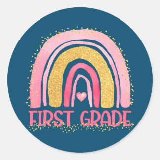 Eerste graad Regenboogregenboog Waterverf leraar K Ronde Sticker